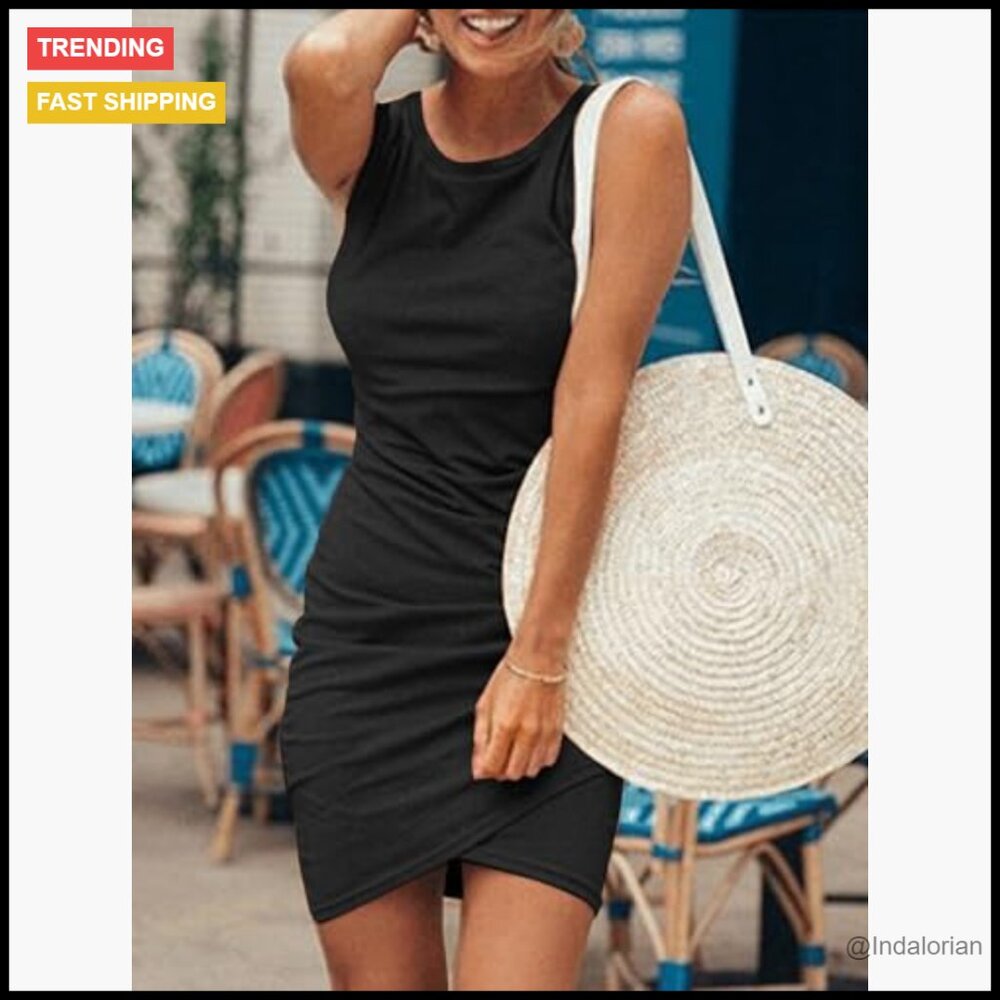 Polyester Elastane Bodycon Mini Dress Ruched Wrap… - image 5